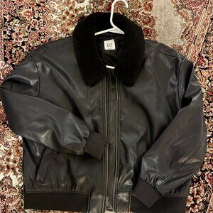Faux Leather Bomber Jacket